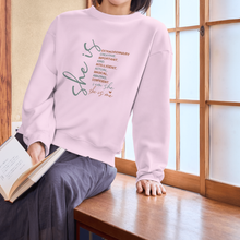 She Is Inspirational Crewneck Sweatshirt — Motivational Women’s Affirmation Pullover