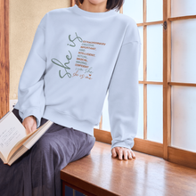 She Is Inspirational Crewneck Sweatshirt — Motivational Women’s Affirmation Pullover