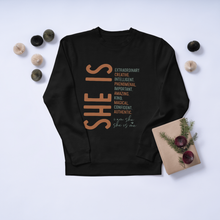 She Is Affirmation Crewneck Sweatshirt — Inspiring Women's Empowerment
