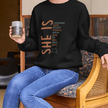 She Is Affirmation Crewneck Sweatshirt — Inspiring Women's Empowerment
