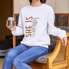 She Is Affirmation Crewneck Sweatshirt — Inspiring Women's Empowerment