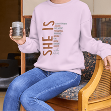 She Is Affirmation Crewneck Sweatshirt — Inspiring Women's Empowerment